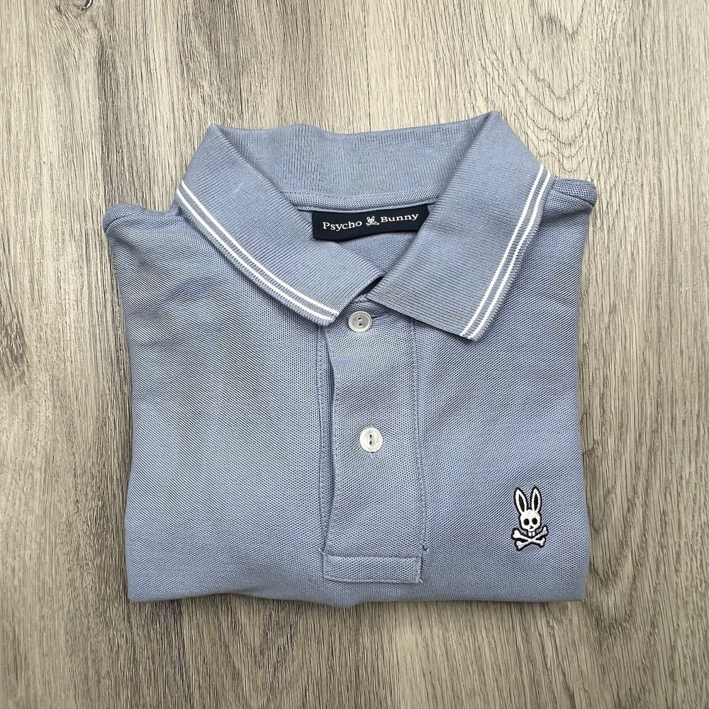 Psycho Bunny Short Sleeve Polo Shirt Mens Size 3 Ash Blue